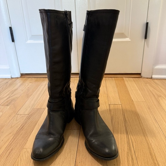 GTO Italia Black Leather Knee-High Boots Size 9.5 - Picture 1 of 10